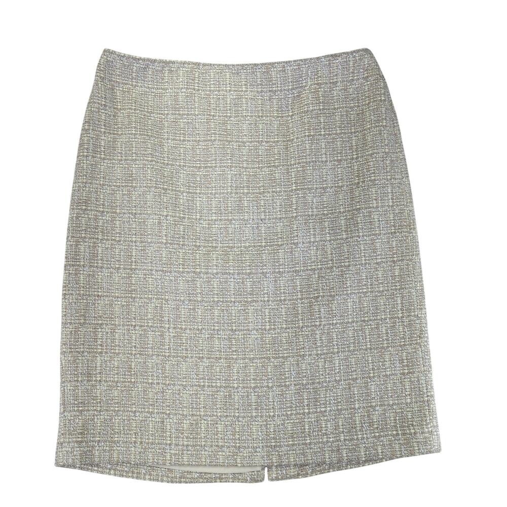 Talbots Tweed Skirt Tan Cream Straight Pencil‎ Women's Size 10 Lined